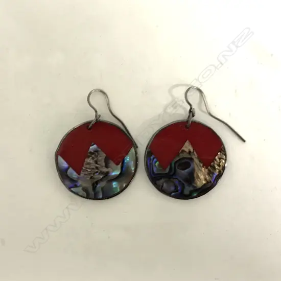 A vintage pair of Brian Adam silver and paua disc earrings