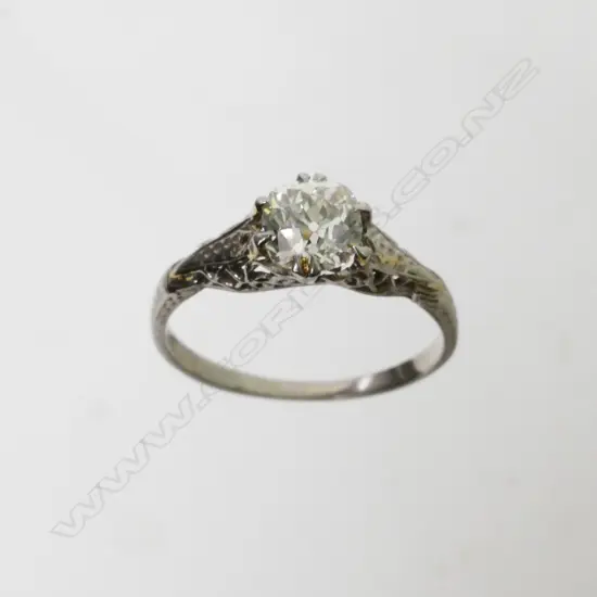 An estate 18ct white gold and diamond solitaire ring