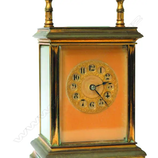 A 19thC French brass cased carriage clock