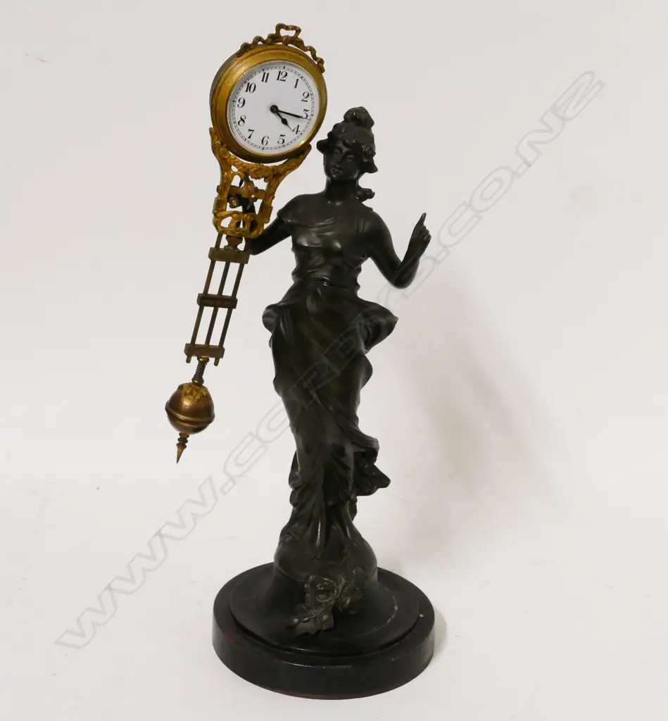 An Edwardian spelter mystery clock Image 1++