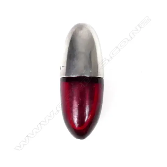 A small late Victorian silver ruby glass tear drop scent bottle