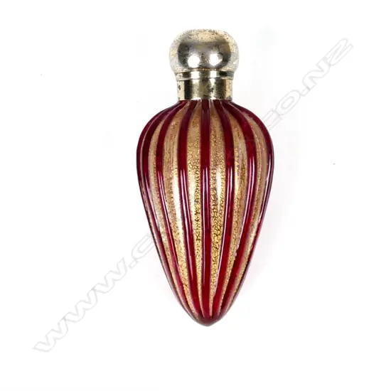 A Victorian silver ruby glass perfume bottle
