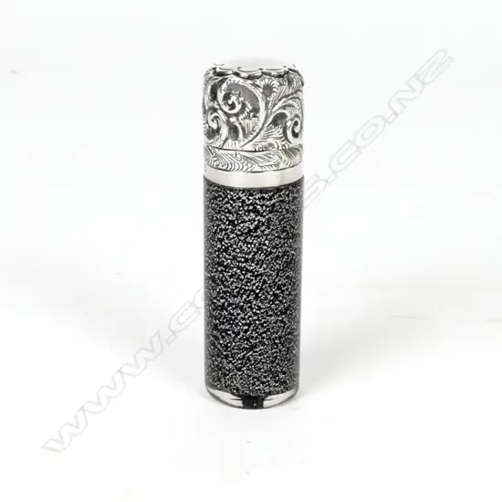 A rare silver top and speckled glass scent bottle