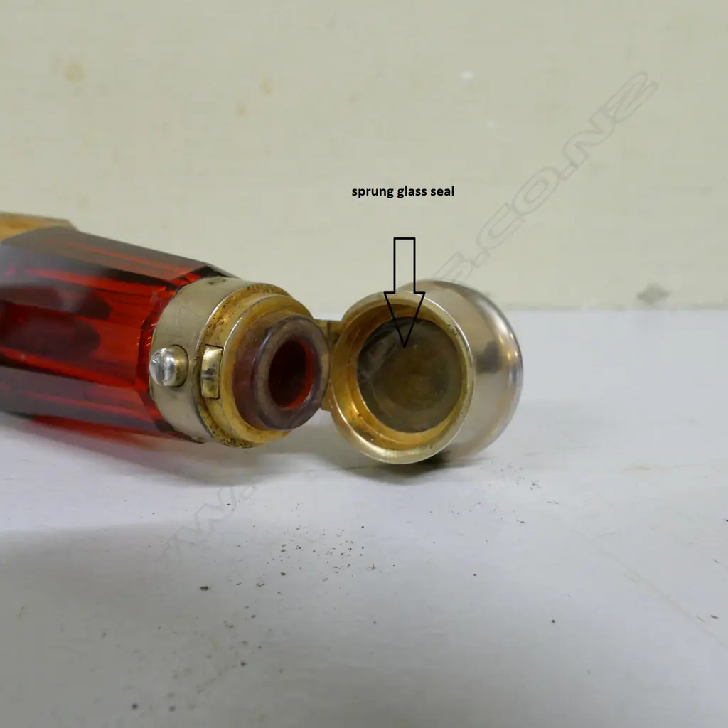 A Victorian silver and ruby glass binocular smelling salts/scent bottle Image 1++
