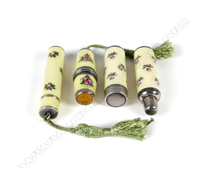 A small silver and enamel travelling set Image 1++