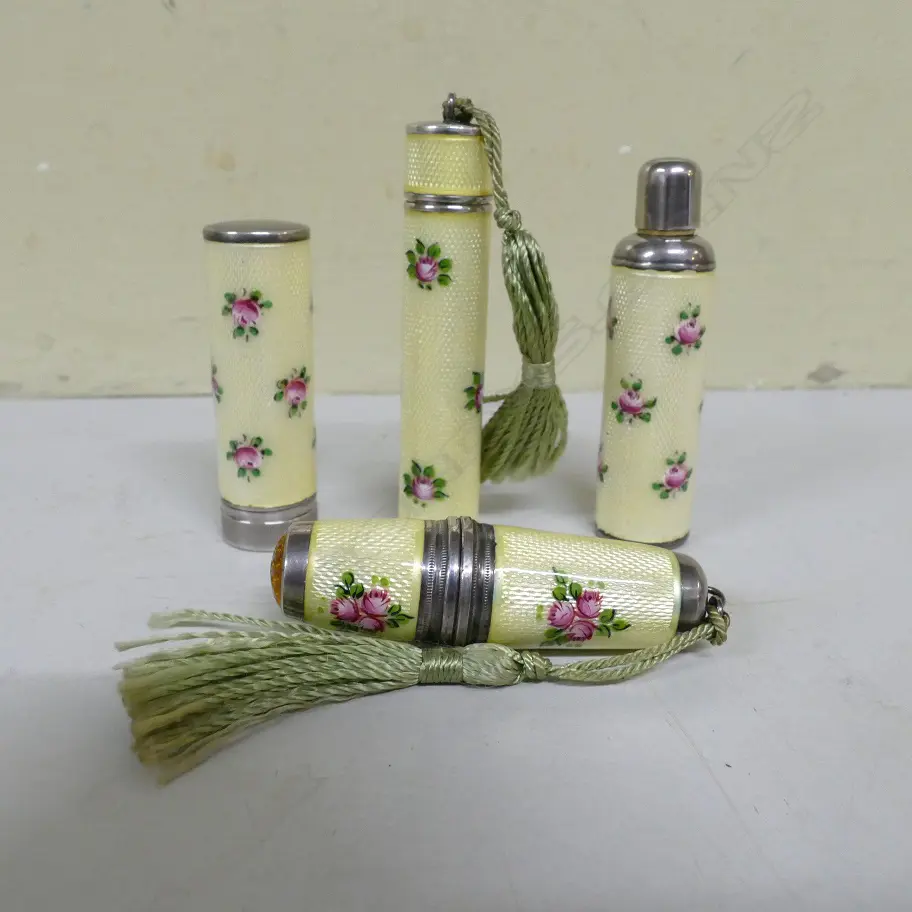 A small silver and enamel travelling set Image 1++