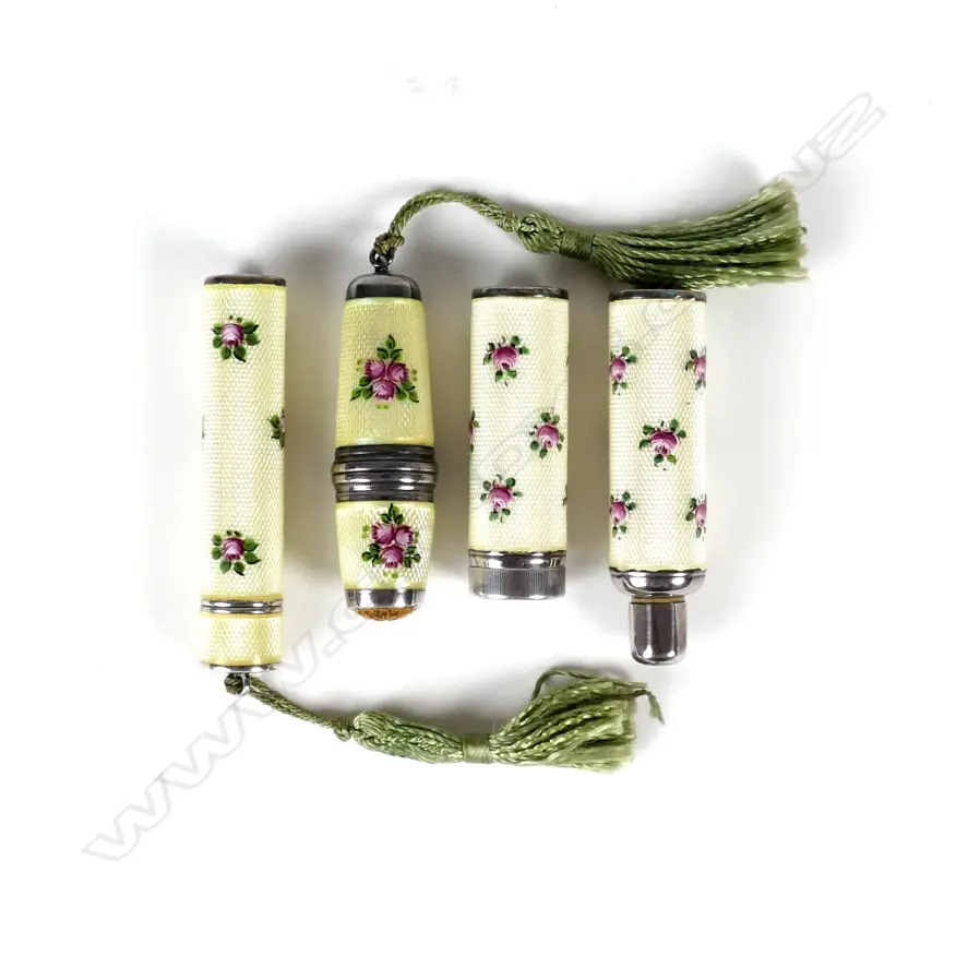 A small silver and enamel travelling set Image 1++
