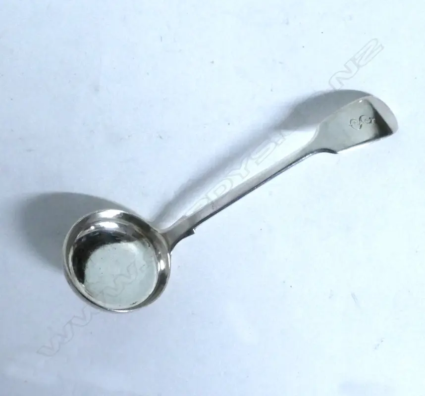 A William IV fiddle pattern silver flat bottom sauce ladle Image 1++