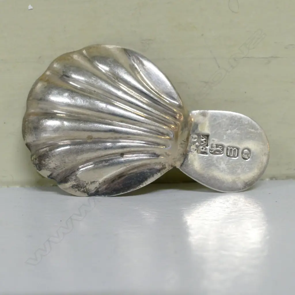 A George IV silver caddy spoon with shell bowl and beaded handle Image 1++