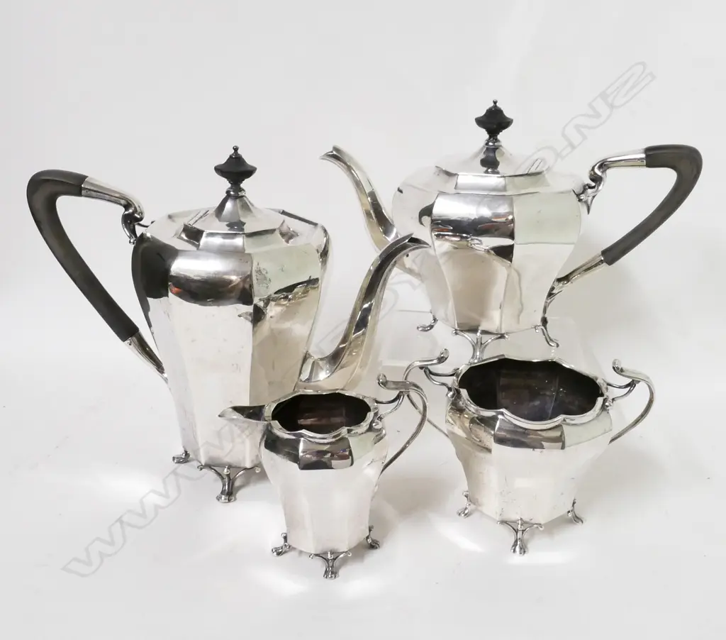 An Edwardian silver four-piece tea and coffee service Image 1++