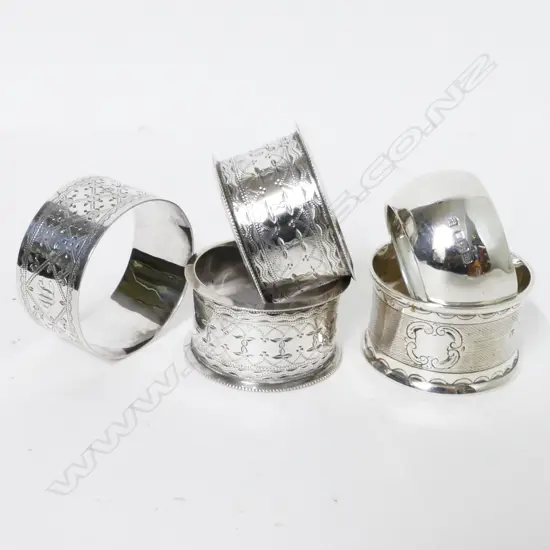 Five silver napkin rings