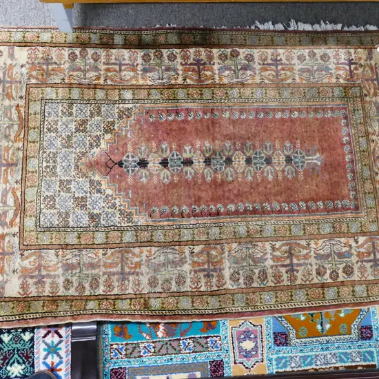 A fine old Persian silk prayer rug