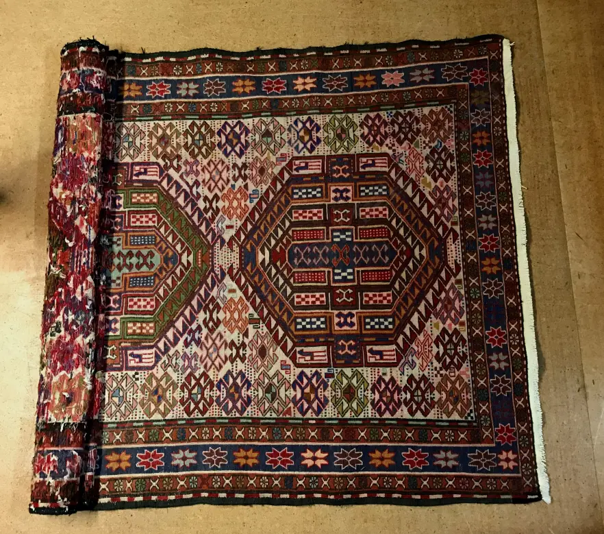 A good quality flat extra weft Sumak Caucasian rug Image 1++