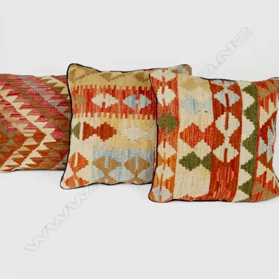 #134(b) THREE KILIM CUSHIONS 