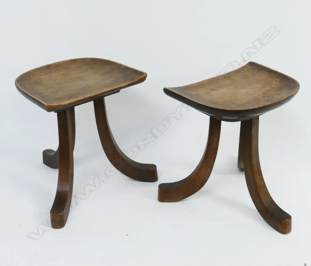 A pair of Egyptian Revival 'Thebes' three-legged stools Image 1++