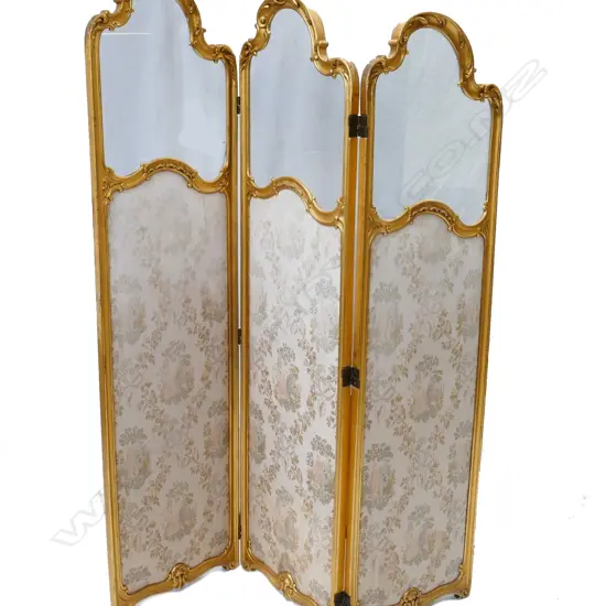 A French three-fold boudoir screen