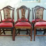 A set of six 19thC Hepplewhite style mahogany dining chairs Image 1++
