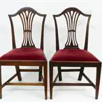 A set of six 19thC Hepplewhite style mahogany dining chairs Image 1++