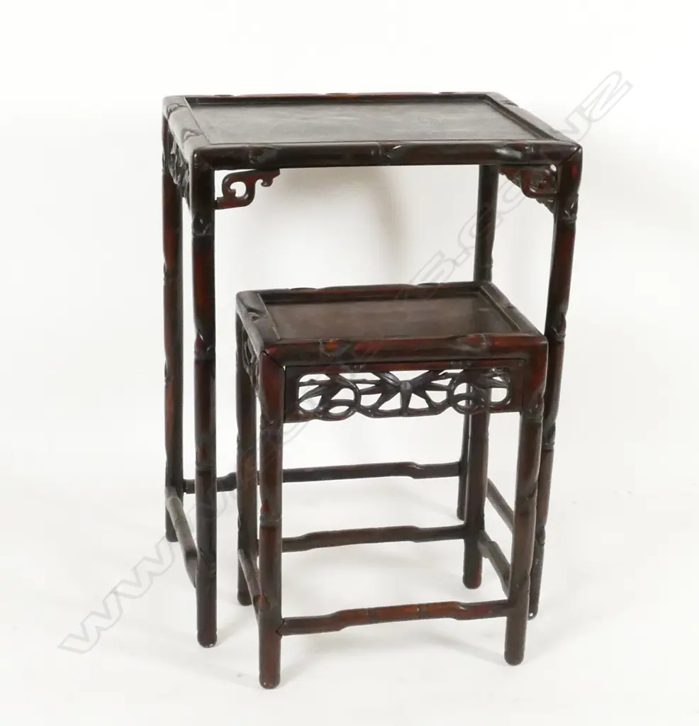 Two small Chinese hardwood side tables Image 1++