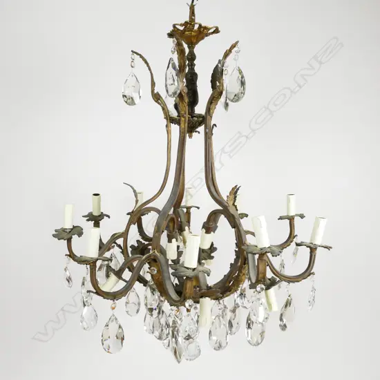 An antique French gilt metal chandelier