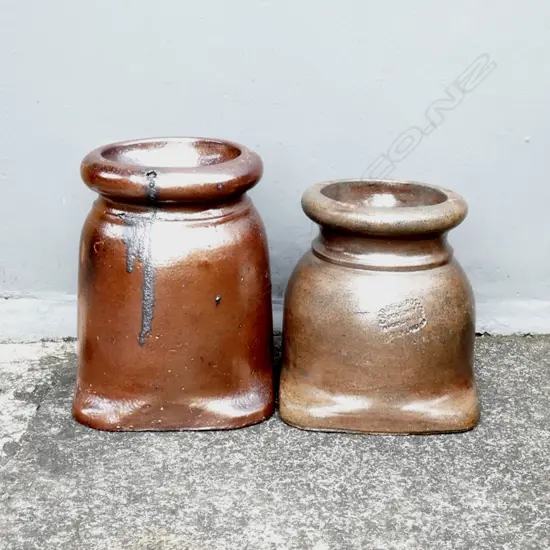 Two salt glaze chimney pots