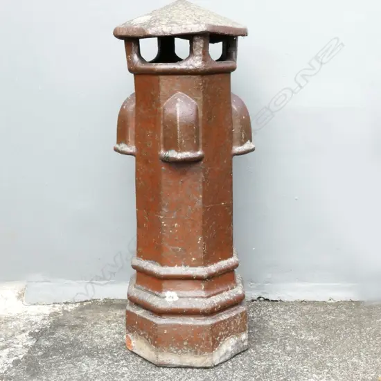A 19thC salt glaze octagonal chimney pot